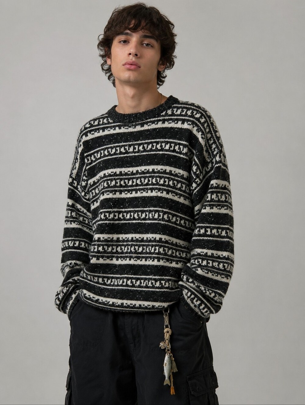 Vintage Randy River Crew Neck Sweater Size L Wool Blend Knit Pullover